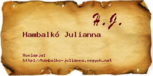 Hambalkó Julianna névjegykártya
